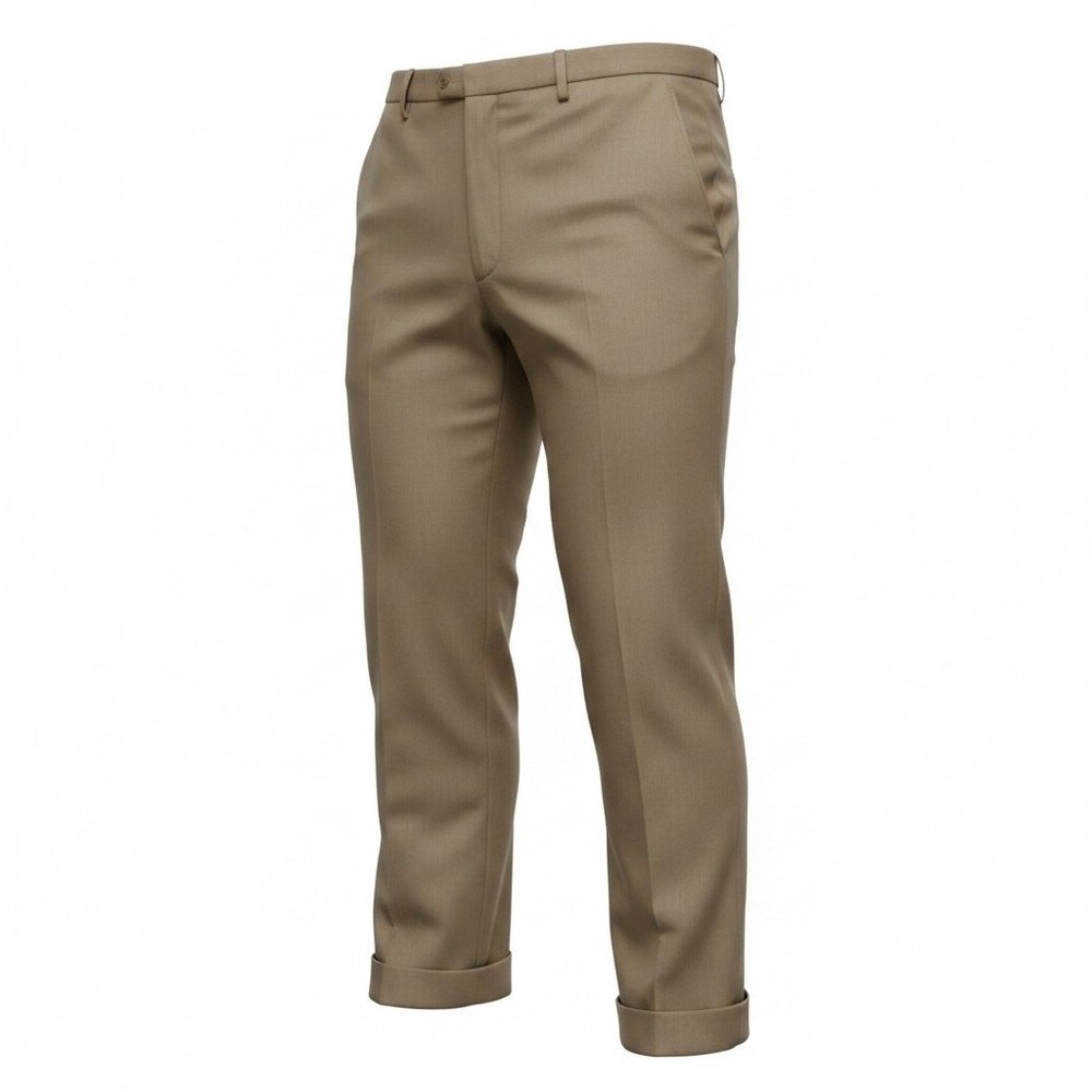 Ben Silver Charleston Trousers Mens 38 Tan Brown Wool Cuffed Dress Pants Italy